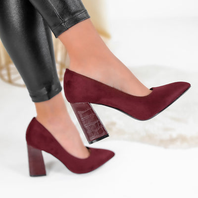 Дамски обувки на ток Dolly - Bordo