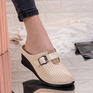 Дамски чехли на платформа Rafaela - Beige
