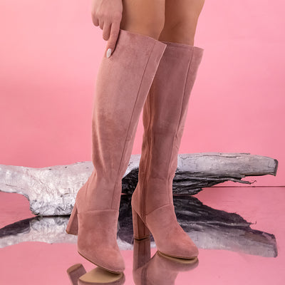 Дамски чизми на висок  ток Fiora - Pink