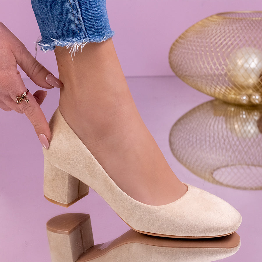 Дамски обувки на ток Lida - Beige