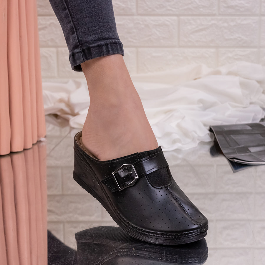 Дамски чехли на платформа Rafaela - Black