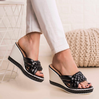 Дамски чехли на платформа Stelia - Black