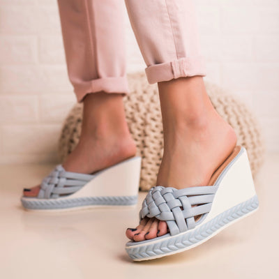 Дамски чехли на платформа Stelia - Blue