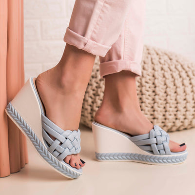 Дамски чехли на платформа Stelia - Blue