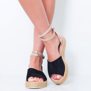 Дамски сандали на платформа Venera - Black and Pink