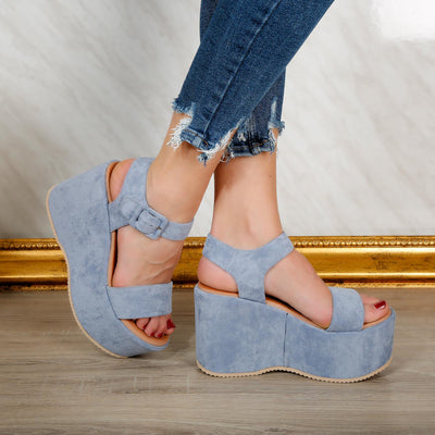 Дамски сандали на платформа Charlotte – Blue