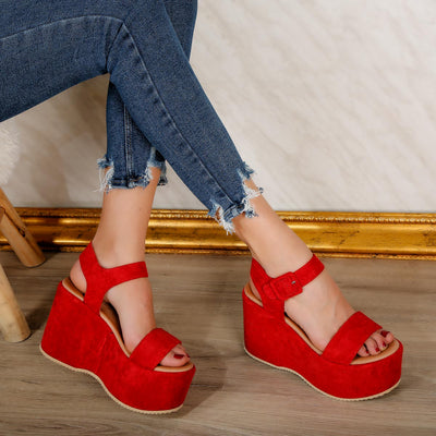 Дамски сандали на платформа Charlotte – Red