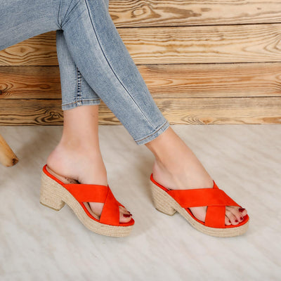 Дамски сандали на ток  Kristi - Orange