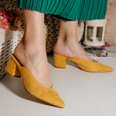 Дамски чехли на ток Malana - Yellow