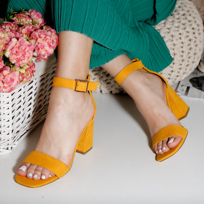 Дамски сандали на ток Galya - Yellow