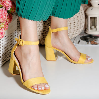 Дамски сандали на ток Salina - Yellow