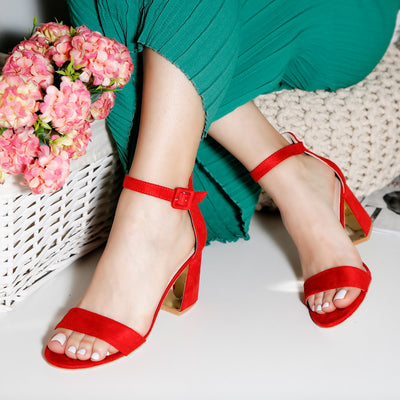 Дамски сандали на ток Salina - Red
