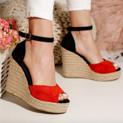 Дамски сандали на платформа Mireya - Red
