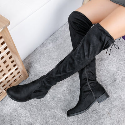 Дамски чизми на нисък ток Venetzia - Black