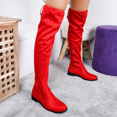 Дамски чизми на нисък ток Venetzia - Red