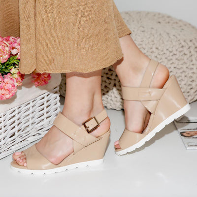 Дамски сандали на платформа Tedie - Khaki