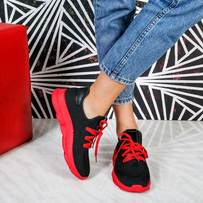 Дамски маратонки Yvone - Black/Red