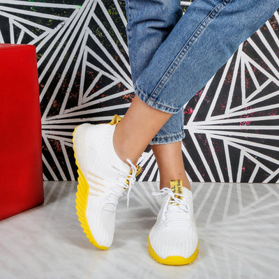Дамски маратонки Sidney - White/Yellow