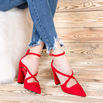 Дамски обувки на ток Simona - Red