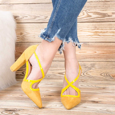 Дамски обувки на ток Vera - Yellow