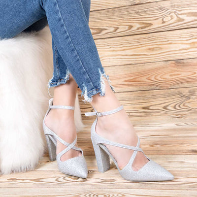 Дамски обувки на ток Simona - Silver