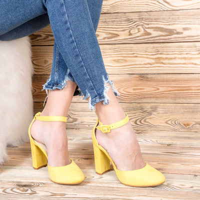 Дамски обувки на ток Savina - Yellow