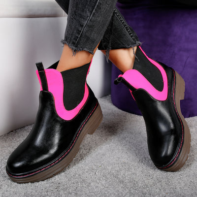 Дамски боти DARCIE - BLACK/FUCHSIA