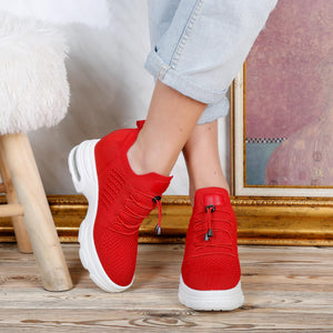 Дамски кецове на платформа Vihra - Red