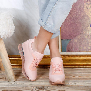 Дамски кецове на платформа Hrisi - Pink