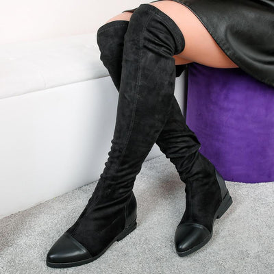 Дамски чизми на нисък ток Zahra - Black