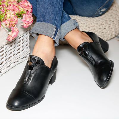 Дамски обувки на ток Marine - Black Leather