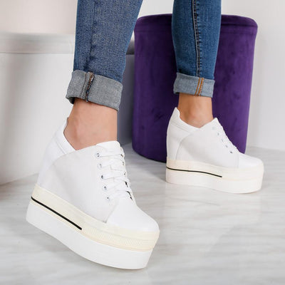 Дамски кецове на платформа Noel - white