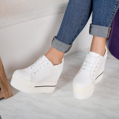 Дамски кецове на платформа Noel - white