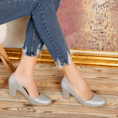 Дамски обувки на ток Olesa - Silver