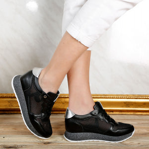Дамски кецове на платформа Donatella - Black