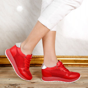 Дамски кецове на платформа Donatella - Red