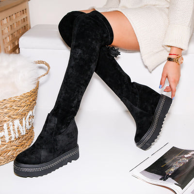 Дамски чизми на платформа Klavia - Black