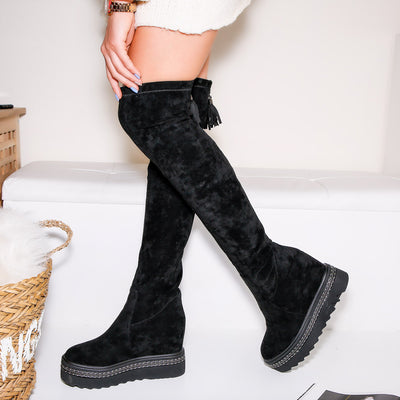 Дамски чизми на платформа Klavia - Black