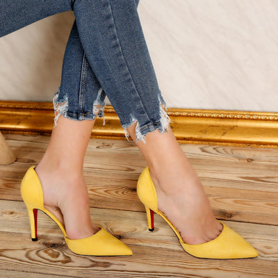 Дамски обувки на ток Greta - Yellow