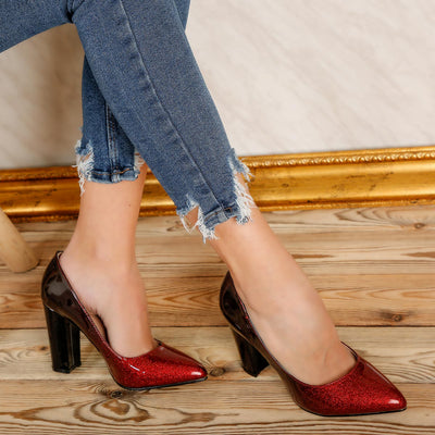 Дамски обувки на ток Rebeka - Red
