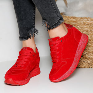 Дамски кецове на платформа Barbara - Red