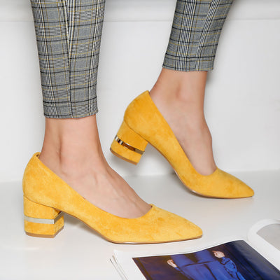 Дамски обувки на ток Omara - Yellow
