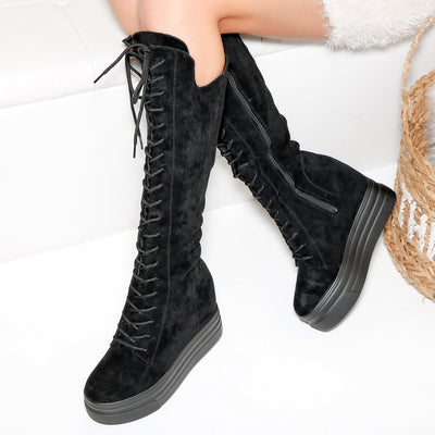 Дамски ботуши на платформа Keyla - Black