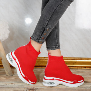 Дамски кецове на платформа Alona - Red