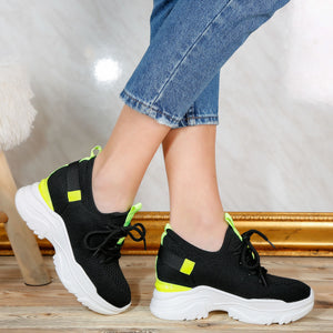Дамски кецове на платформа Marina - Black/Yellow