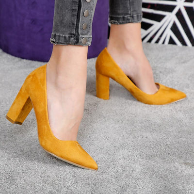 Дамски обувки на ток Kristen - Yellow