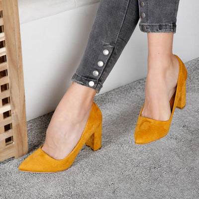 Дамски обувки на ток Kristen - Yellow