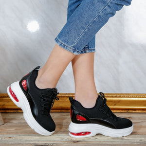 Дамски кецове на платформа Lora - Black/Red