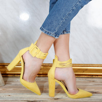 Дамски обувки на ток Evelyn - Yellow