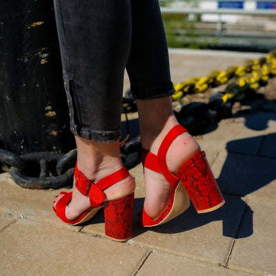 Дамски сандали на ток  Madaline - Red